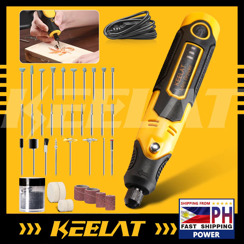 KEELAT Carving Tools Set Electric Cordless Mini Grinder Drill Set for Wood Polishing Precise Carving